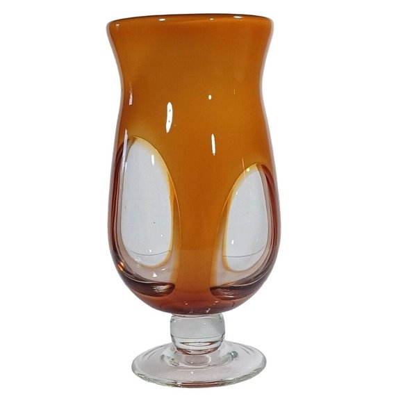 Murano Other - Murano Amber  Mid Century Sommerso Art Deco Finestre Window Footed Glass Vase